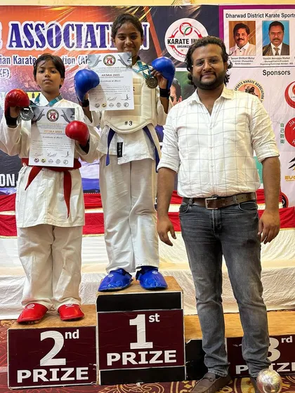 A proud moment for our student, winning the top prize at the 14th State Level Karate Championship.