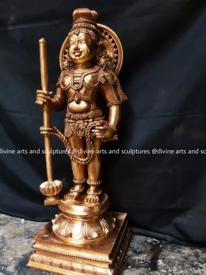 A 28-inch Panchaloha statue of Udupi Krishna, a unique form of Lord Krishna as a small boy. This was a custom commission for the Shri Palimaru Mutt.