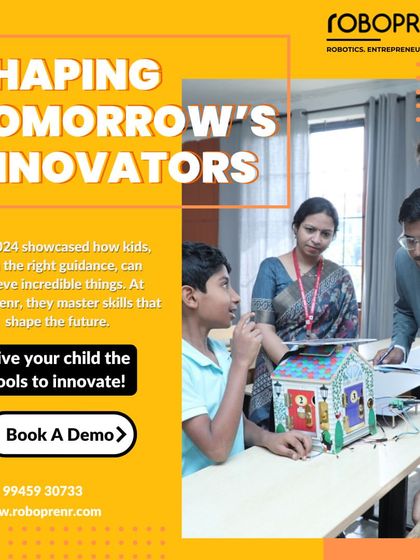 A student presents his project to judges at RW2024. Our hands-on learning and expert guidance equip kids with the skills to excel in robotics and coding, shaping them into tomorrow's innovators.