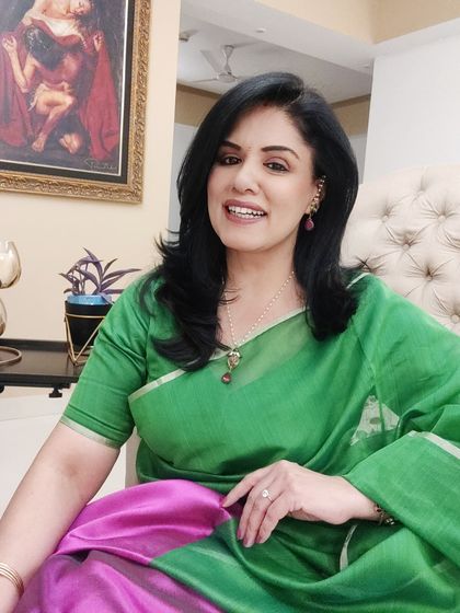 A close-up of the minimal jewelry I chose for my anniversary look. The ruby, emerald, and pearl set added a touch of sparkle without overpowering the beautiful handloom saree.