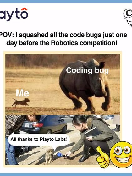 That feeling of victory when you squash all the coding bugs just one day before the robotics competition. All thanks to our mentors!