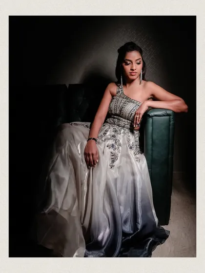 A portrait of the bride, looking stunning and ready for the after-party. We take the time to capture individual portraits that highlight the fashion and glamour of the celebration.