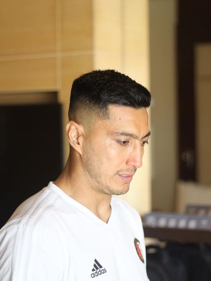 A sharp, clean skin fade for Afghanistan football captain Zohib Islam Amiri after the AFC Asian Cup qualifiers. This style is popular among athletes for its low maintenance and sharp look on and off the field.