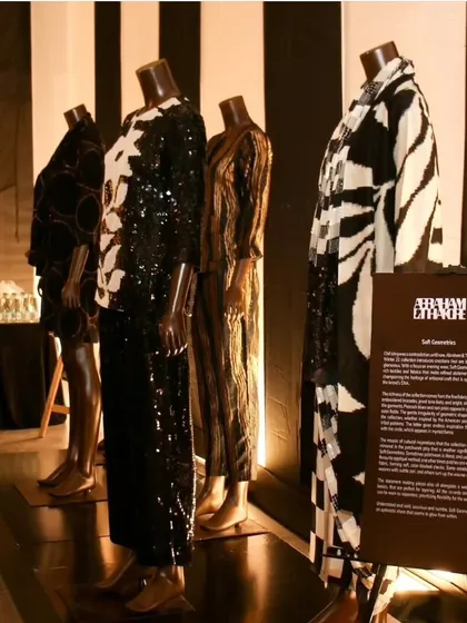 Mannequins displaying the new collection at the Abraham & Thakore launch. We work to ensure that the product is the hero, using strategic lighting and placement within our overall event design.
