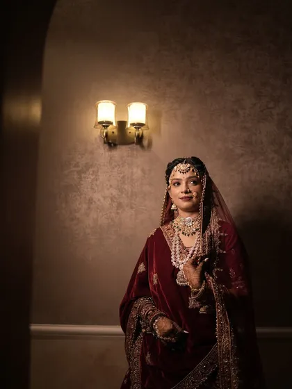Another angle of this stunning royal bride. The focus was on creating a flawless complexion and highlighting her eyes to match the grandeur of her attire.