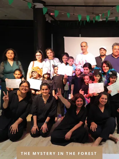 The cast and crew of "The Mystery in the Forest" pose with their certificates. A true team effort.