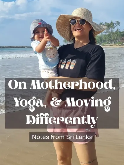 Holding my daughter Kalindi on her first birthday trip, I reflected on how motherhood has reshaped my yoga. The practice is no longer about pushing, but about moving differently, more intuitively. This is the essence of my teaching: a real, practical approach to support you wherever you are on your motherhood journey.