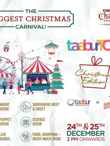 An overview of the Biggest Christmas Carnival at Omaxe Chowk, showcasing the wide range of attractions available for a fun-filled family day.