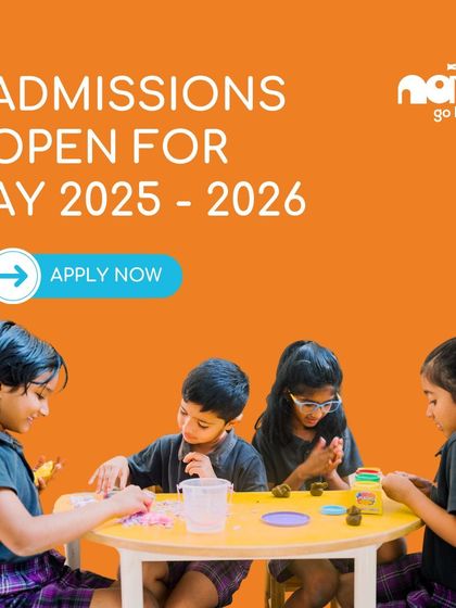Admissions are open for the academic year 2025-2026. This graphic features children engaged in a creative activity, representing the hands-on, purpose-based education I offer at Ekya Nava.