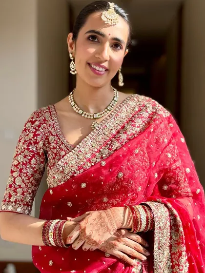 The sun catching her glow. This shot shows how her makeup looks radiant and fresh in natural light.