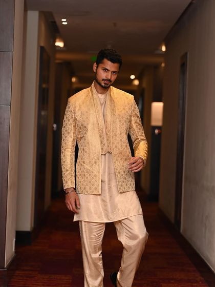 Another shot from the "Desi vibes" series, capturing a moment of movement and confidence.