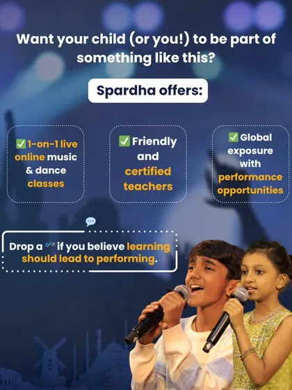 Want to be part of something like this? We offer 1-on-1 online classes with certified teachers and provide global exposure through performance opportunities like Spardha Idol.