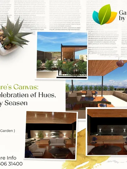A collage showcasing a terrace garden design from different angles, both day and night. This demonstrates how a well-designed space can be enjoyed around the clock.