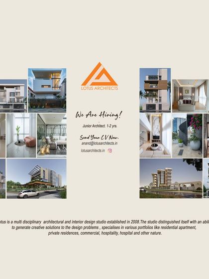 Lotus Architects in Bengaluru is hiring a Junior Architect.