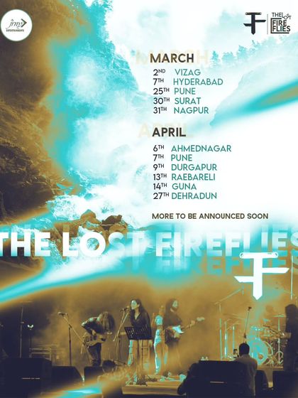 The official tour poster for alternative rock band 'The Lost Fireflies', demonstrating our diverse roster and ability to plan multi-city tours for bands.
