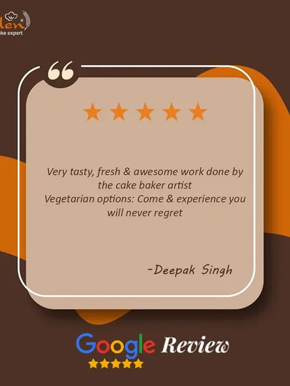 "Very tasty, fresh & awesome work done by the cake baker artist." We take pride in the artistry and freshness of our work, and we're glad it's appreciated.