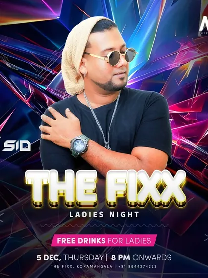 Poster for a Thursday Ladies Night, a weekly highlight in the Bangalore nightlife scene.