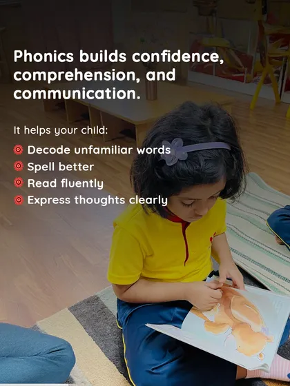 This graphic clearly outlines the core benefits of our phonics program, showing how it helps children decode words, improve spelling, and read fluently. It's a quick look at the tangible skills your child will develop.