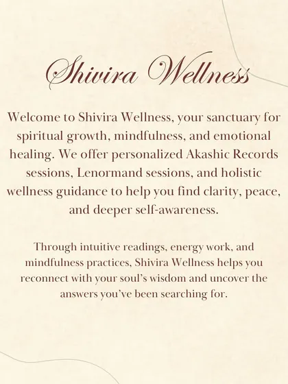 Welcome to Shivira Wellness, your sanctuary for spiritual growth and emotional healing. We offer personalized guidance to help you find clarity, peace, and a deeper connection to your soul's wisdom.