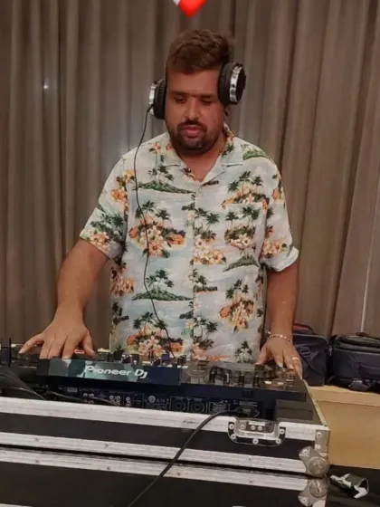 A full view of my DJ setup for a private wedding party. I use professional Pioneer DJ equipment to ensure the best sound quality.