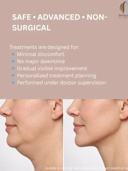 Our non-surgical treatments are designed to be safe and effective with minimal discomfort and no major downtime. We create personalized plans that deliver gradual, visible improvement under expert medical supervision, ensuring subtle sculpting and natural-looking results.