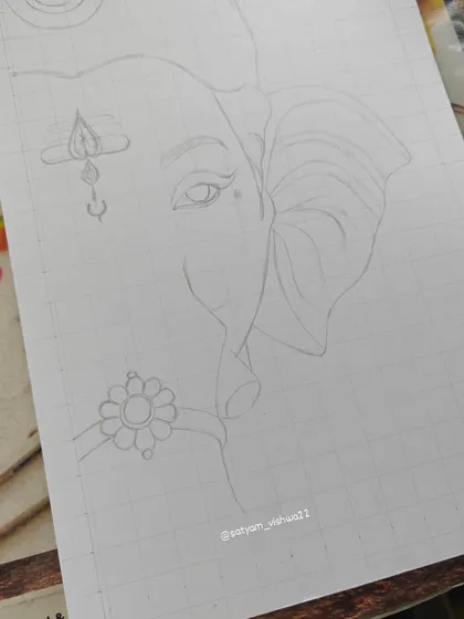 The very first step: a clean line drawing on a gridded sheet. This is the foundation upon which the entire realistic sketch is built.