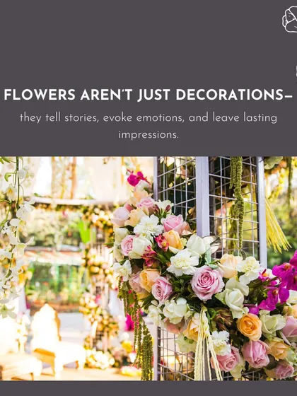 Flowers are not just decorations; they tell stories and evoke emotions. This beautiful arrangement on a wedding mandap is a perfect example of how floral design can leave a lasting impression.