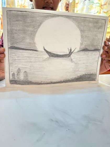 This beautiful sunset scene was created in our 4-day Basic Pencil Shading course.