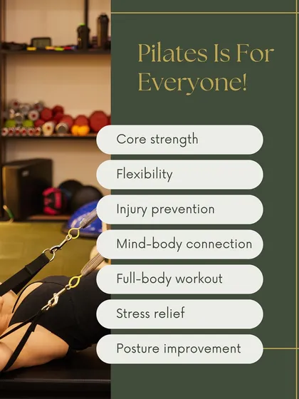 Pilates is for everyone. It improves core strength, flexibility, posture, and stress relief, no matter who you are.
