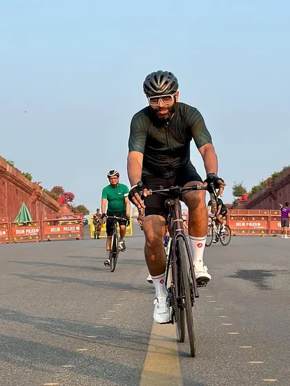 An action shot of a rider on the move.