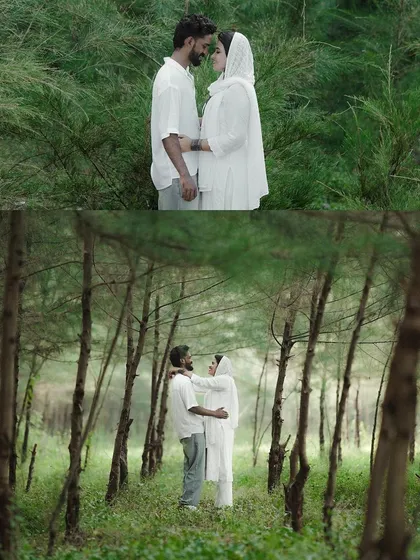 There's a unique romance to being surrounded by nature. I framed this couple between the tall trees to create a sense of intimacy and seclusion, making it feel like they were the only two people in the world.