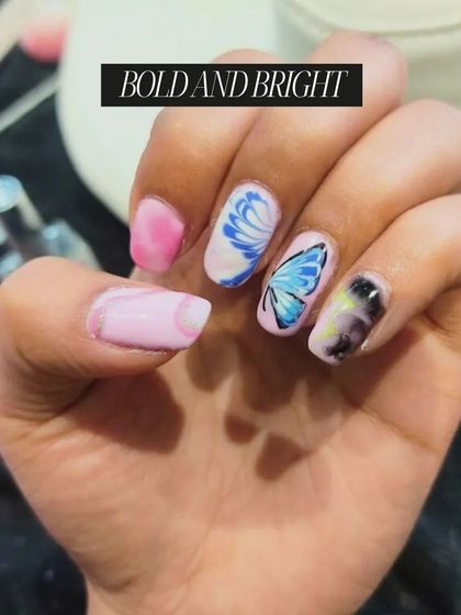 A repeat of the "Bold and Bright" nail art, emphasizing the creative possibilities within our nail courses.
