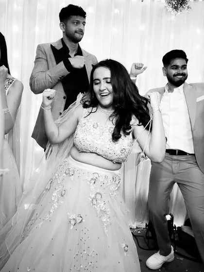 The bride and her friends enjoying a choreographed dance number. The energy is fantastic.