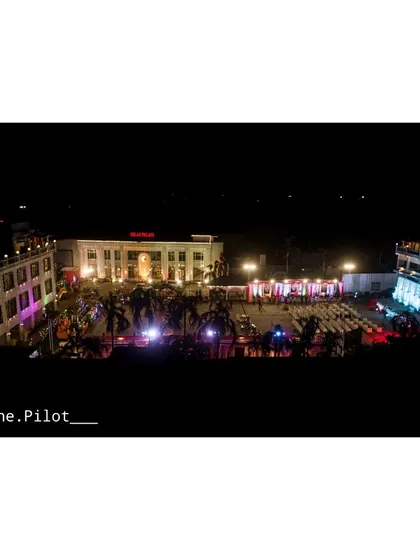Capturing the entire layout of a wedding venue, Milan Palace in Mirzapur. An aerial shot like this is perfect for showing the scale and beauty of a location for any event.