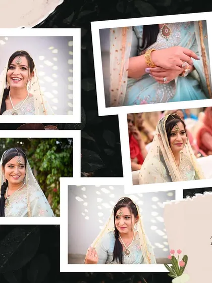 A lovely collage celebrating the bride during her Milad ceremony. These photos capture her happy expressions and the beautiful details of her traditional attire.