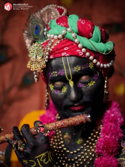 Another powerful shot of the Krishna character makeup, demonstrating the skills you'll learn in my fantasy and SFX makeup classes.