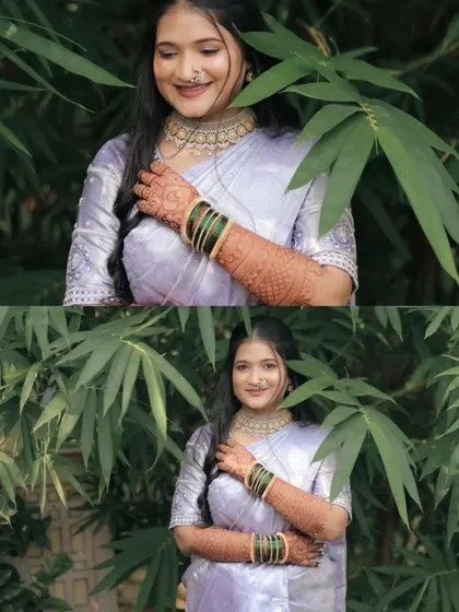 A beautiful portrait of an engagement bride, her hands with my mehndi adding to her elegance. The natural setting makes the henna color look even more vibrant.