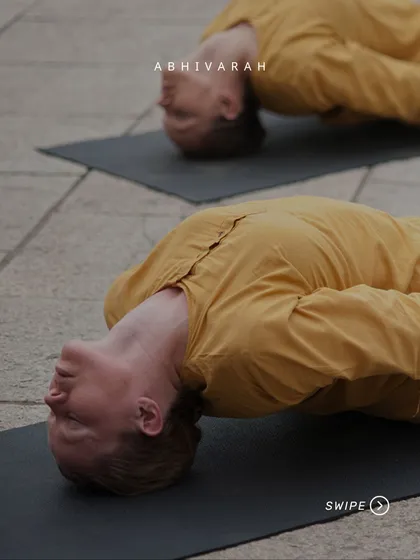 This is Matsyasana, or the Fish Pose, which is essential for maintaining spinal health after performing inverted postures. All of yoga is, in some way, aimed at keeping the spine flexible, aligned, and mobile.