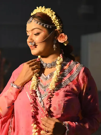Another portrait as Radha, showing the gentle and compassionate expression central to the look.