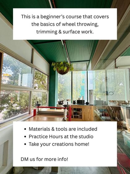 New weekend batches for wheel throwing! This poster highlights our beautiful, sunlit studio space.