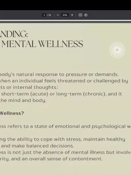 Our Stress Management workshop starts by defining stress and mental wellness. I explain how yoga helps build resilience and provides tools to cope with the body's natural response to pressure, moving beyond just the absence of illness to a state of true contentment.