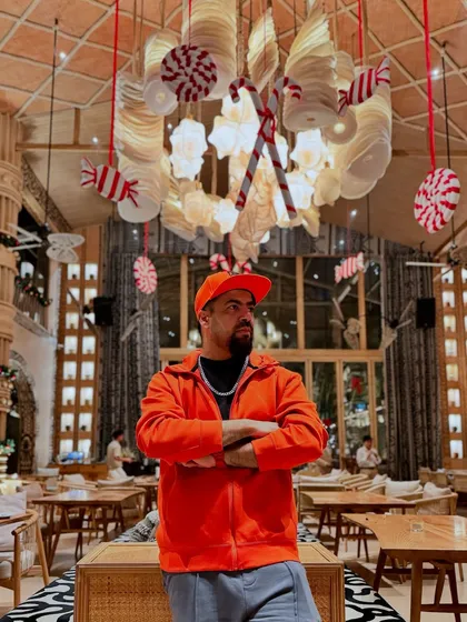Posing in the beautifully decorated Bastian during the holidays. Another year in the playlist of life.
