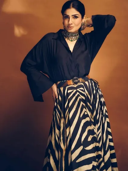 It’s always a pleasure working with Raveena Tandon. This shot captures the attitude of the look, where the simple hairstyle allows the focus to remain on her expression and the outfit.