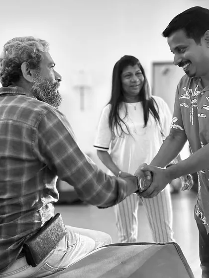 It’s always a privilege to work with legends like cinematographer Sejal Shah. Here we are shaking hands on the set of a Still Waters Films production.