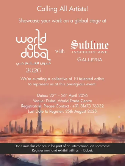 This is a direct call to ambitious artists. Our poster for World Art Dubai 2026 is more than an announcement; it's an opportunity we create for artists to gain international recognition and connect with a global audience at the Dubai World Trade Centre.