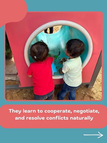 In the world of play, children learn to cooperate, negotiate, and see things from another's perspective. Moments of unstructured, free play are woven throughout our day, because it’s here that essential social and emotional skills are built naturally, one interaction at a time.