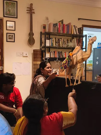 Another view of the puppet show that was part of a 6th birthday celebration. I work with talented puppeteers to bring stories to life for children's parties and family events.