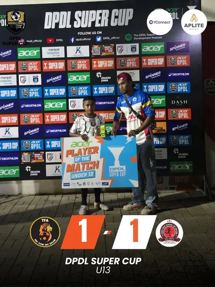 A hard-fought 1-1 draw in the DPDL Super Cup U13 tournament. Our player was recognized as Player of the Match for his outstanding performance.
