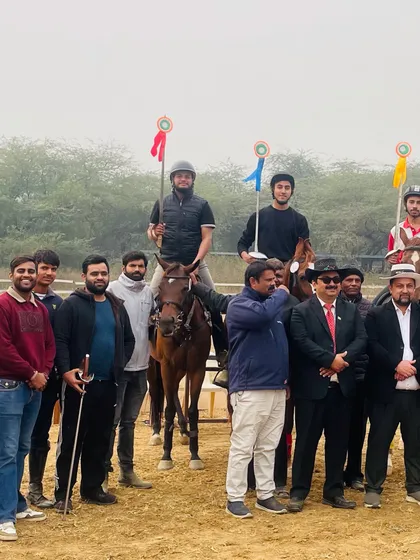 The whole team, including riders, trainers, and officials, celebrating our success. It takes a dedicated community to produce national-level equestrian champions.