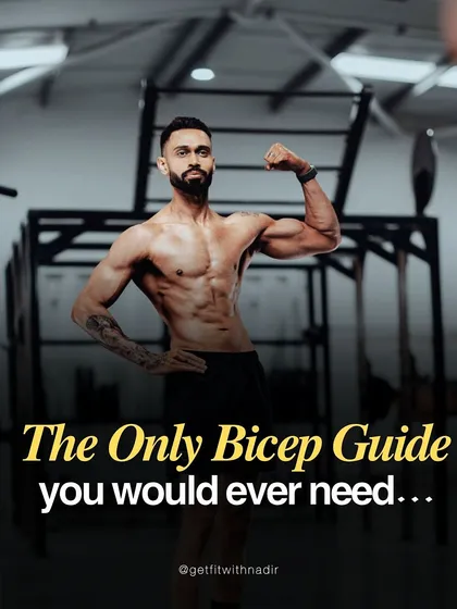 An image of me flexing with the title "The Only Bicep Guide you would ever need..." This carousel breaks down the anatomy of the bicep muscles and provides key exercises.